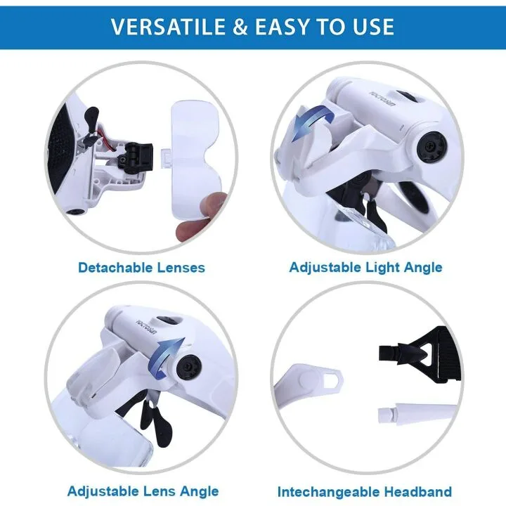 Head Mount Magnifying Glasses with LED Light