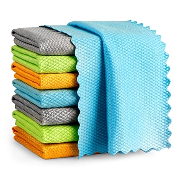 AIDEA Microfiber Glass Cleaning Cloths, 8PK, 16"x16" Premium Microfiber