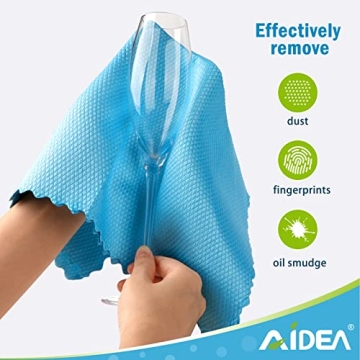 AIDEA Microfiber Glass Cleaning Cloths for Streak-Free Shine