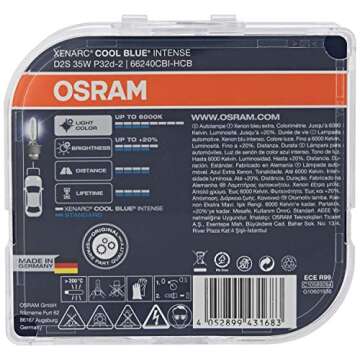 OSRAM Xenarc Cool Blue Intense D2S Xenon Car Headlight Bulbs (Twin) 66240CBI-HCB