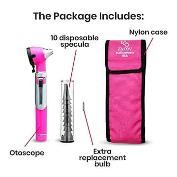 Zyrev ZetaLife Otoscope - Ear Scope with Light, Ear-Infection Detector, Pocket Size (Pink Color)