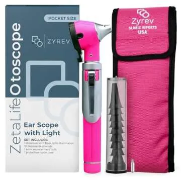 Zyrev ZetaLife Otoscope - Ear Scope with Light, Ear-Infection Detector, Pocket Size (Pink Color)