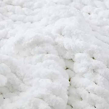 SUNYRISY Chunky Knit Throw Blanket, Luxury Soft Cozy Chenille Throw Blanket, Large Throw Bed Blanket for Couch, Sofa, Home Decor,Gift - Machine Washable (White 60x80 in)
