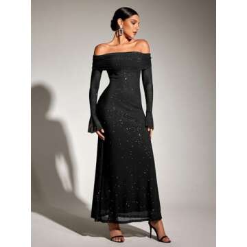 Elegant KUTUMAI Off Shoulder Bodycon Maxi Dress for Women