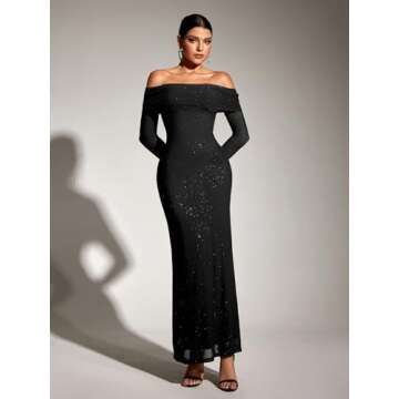 Elegant KUTUMAI Off Shoulder Bodycon Maxi Dress for Women