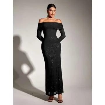 Elegant KUTUMAI Off Shoulder Bodycon Maxi Dress for Women