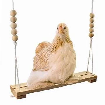 Chicken Swing Toy for Coop Handmade in USA!!! Natural Safe Wooden Accessories Large Durable Perch La...
