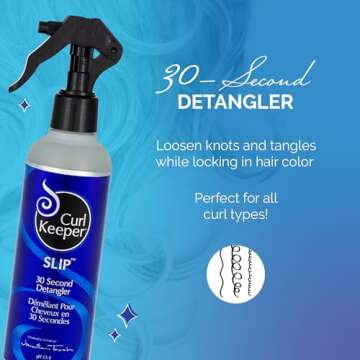 Curl Keeper Slip Hair Detangler Spray for Curly Hair, 8 Fl Oz - Leave In Conditioner Spray for Men, ...