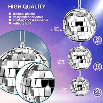 Blulu Mirror Disco Balls - 45 Piece Mini Ornaments