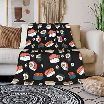 Sushi Throw Blanket Warm Ultra-Soft Micro Fleece Blanket for Bed Couch Living Room(Kids)