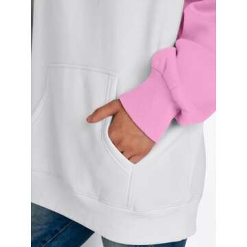 Trendy Queen Oversized Hoodies for Women Pullover Fleece Fall Sweatshirts Fashion Y2K Outfits Clothes 2025 White Pink S