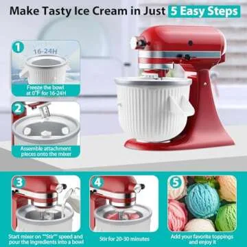 Ice Cream Maker Attachment for KitchenAid Mixers, 2QT