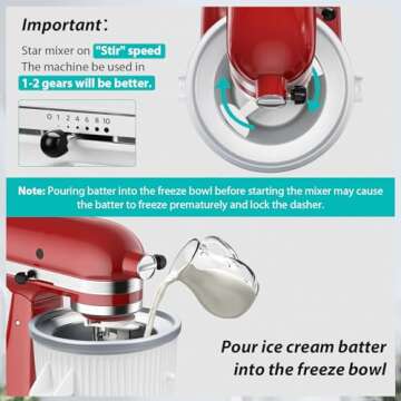 Ice Cream Maker Attachment for KitchenAid Mixers, 2QT