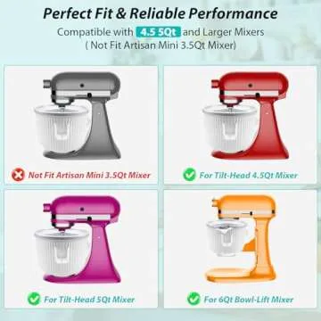 Ice Cream Maker Attachment for KitchenAid Mixers, 2QT