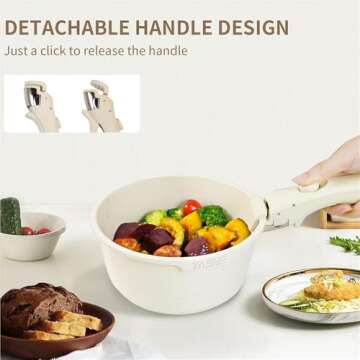 YASHE 13-Piece Pots and Pans Set, Nonstick Granite Cookware Set, Detachable Handle Pots and Pans, PFAS and PFOA-Free, Easy Clean Kitchen Cookware Set, Eco-friendly, Perfect for RV and kitchen use