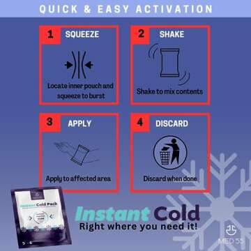 Instant Cold Packs - (5" x 6") Disposable Cold Compress Therapy Instant Ice Pack for Injuries, First Aid, Pain Relief for Tooth Aches, Swelling, Sprains, Bruises, Insect Bites (6)