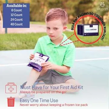 Instant Cold Packs - (5" x 6") Disposable Cold Compress Therapy Instant Ice Pack for Injuries, First Aid, Pain Relief for Tooth Aches, Swelling, Sprains, Bruises, Insect Bites (6)