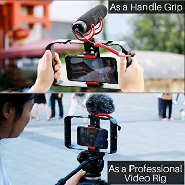 Ulanzi U Rig Pro Video Rig for iPhone, Phone Stabilizer Rig w Triple Cold Shoe Mount,Phone Tripod Mount for iPhone 16 15 14 13 12 11 Pro Max XS Max X 8 plus OnePlus 7 Pro Samsung Google Pixel Vlogging