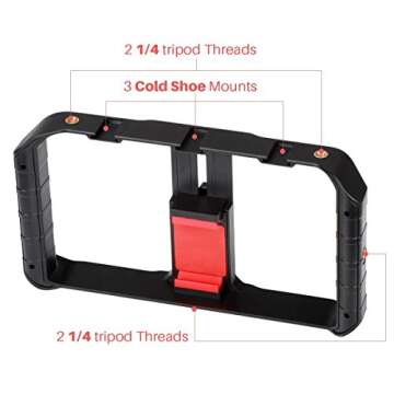 Ulanzi U Rig Pro Video Rig for iPhone, Phone Stabilizer Rig w Triple Cold Shoe Mount,Phone Tripod Mount for iPhone 16 15 14 13 12 11 Pro Max XS Max X 8 plus OnePlus 7 Pro Samsung Google Pixel Vlogging