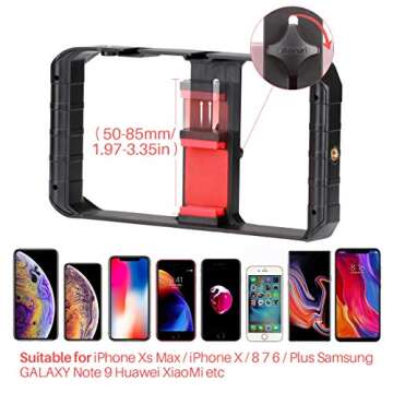 Ulanzi U Rig Pro Video Rig for iPhone, Phone Stabilizer Rig w Triple Cold Shoe Mount,Phone Tripod Mount for iPhone 16 15 14 13 12 11 Pro Max XS Max X 8 plus OnePlus 7 Pro Samsung Google Pixel Vlogging