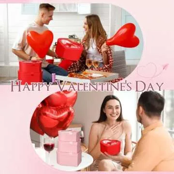 Resurhang 12 Pcs Mother's Day Heart Shaped Boxes for Flower Bridesmaid Proposal Floral Gift Box with Transparent Window Lids Flower Box Gift for Mom Wedding Birthday, 3 Sizes(Black, White, Red, Pink)