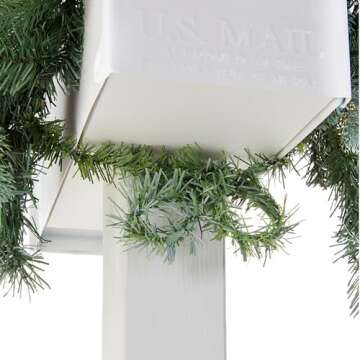 National Tree Company 'Feel Real' Pre-lit Artificial Christmas Mail Box Swag | battery-operated White LED Lights | Frosted Artic Spruce - 36 Inch