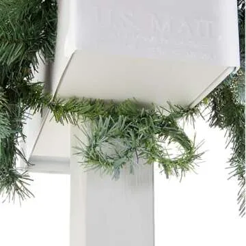 National Tree Company 'Feel Real' Pre-lit Artificial Christmas Mail Box Swag | battery-operated White LED Lights | Frosted Artic Spruce - 36 Inch
