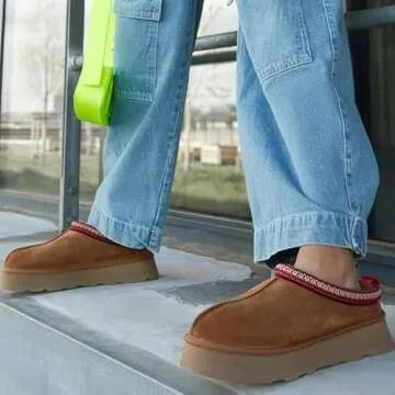 Platform Slippers Mini Boots for Women Fleece Lined Boots Platform Boots Anti-Slip Snow Platform Slippers for Women Outdoor