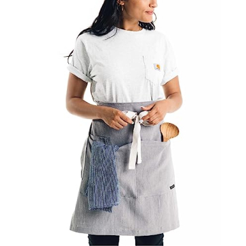 Caldo Linen Bistro Cafe Apron - Durable Unisex Server Apron