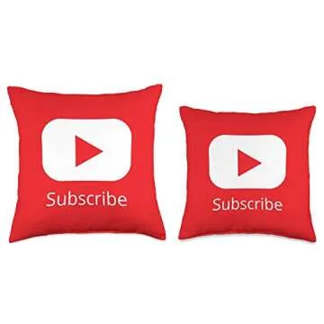 Stylish Red Subscribe Video Blogger Throw Pillow