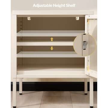 Fluted Bed Side Table Nightstand Set of 2 - Mid-Century Modern White Night Stand with Corrugated Tempered Glass, Steel Frame, Storage Shelf End Table for Small Space