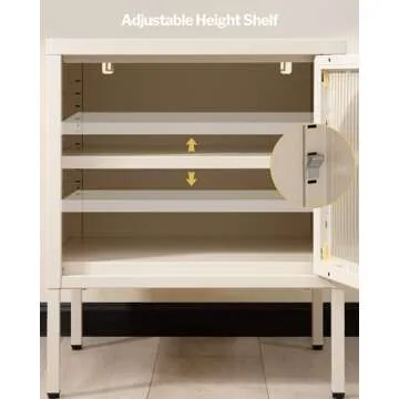 Fluted Bed Side Table Nightstand Set of 2 - Mid-Century Modern White Night Stand with Corrugated Tempered Glass, Steel Frame, Storage Shelf End Table for Small Space