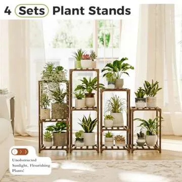 4 Sets of Package Plant Stands Combo Indoor Outdoor Plants Stands for Living Room Balcony Garden
