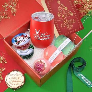 Christmas Gifts for Women, Birthday Gifts Basket for Friends Gifts for Her Girlfriend Sister Mom Unique Gifts Box Soap Candle Tumbler