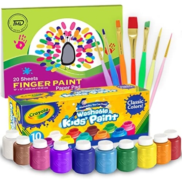 Mega Deals Kids Painting Set - Washable Paint, Paper & Brushes