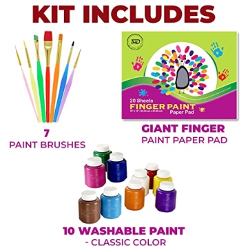 Mega Deals Kids Painting Set - Washable Paint, Paper & Brushes