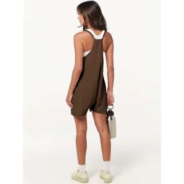 ANRABESS Womens Summer Casual Sleeveless Romper Loose Spaghetti Strap Overalls Shorts Jumpsuit with Pockets 2025 Clothes Medium