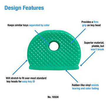 Lucky Line Standard Size Key Caps, Assorted Colors; 4 Pack (16504)