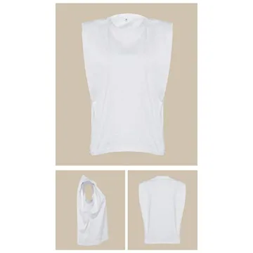 Stylish Meladyan Women's Cotton Padded Shoulder Tee