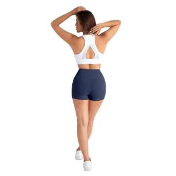 CHRLEISURE Womens Biker Shorts with Pockets: High Waisted Tummy Control Spandex Workout Yoga Athletic Gym Shorts 4 Packs(3'' Black,Gray,Navy,Burgundy, M)