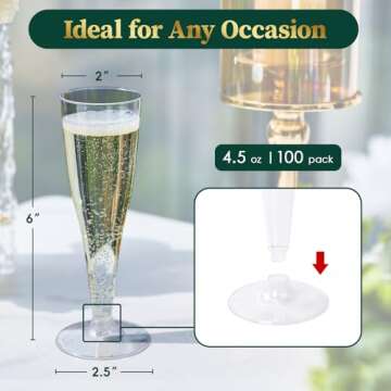 FOCUSLINE 100 Pack 4.5 Oz Plastic Champagne Flutes