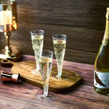 FOCUSLINE 100 Pack 4.5 Oz Plastic Champagne Flutes