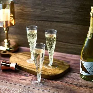 FOCUSLINE 100 Pack 4.5 Oz Plastic Champagne Flutes