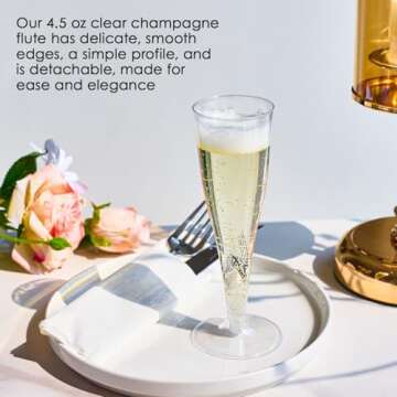 FOCUSLINE 100 Pack 4.5 Oz Plastic Champagne Flutes