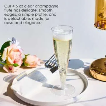 FOCUSLINE 100 Pack 4.5 Oz Plastic Champagne Flutes