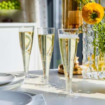 FOCUSLINE 100 Pack 4.5 Oz Plastic Champagne Flutes