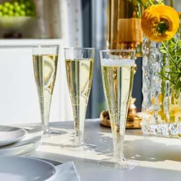 FOCUSLINE 100 Pack 4.5 Oz Plastic Champagne Flutes