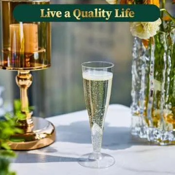 FOCUSLINE 100 Pack 4.5 Oz Plastic Champagne Flutes