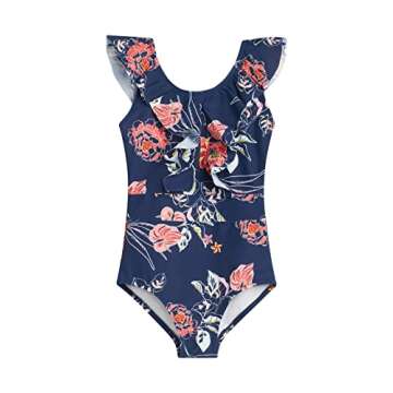 Kanu Surf Girls' Gianna Beach Sport Ruffle One Piece Swimsuit, Reese Navy, 10