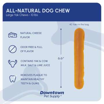 Downtown Pet Supply Yak Cheese Himalayan Dog Chews - Large Yak Chews Rich in Nutrients for Medium to Large Dogs - Long Lasting, Odorless and Easy to Digest Cheese Dog Treats - 10 LB